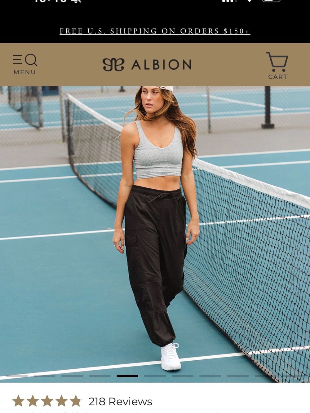 Albion Black Cargo Joggers with Drawstring Waist